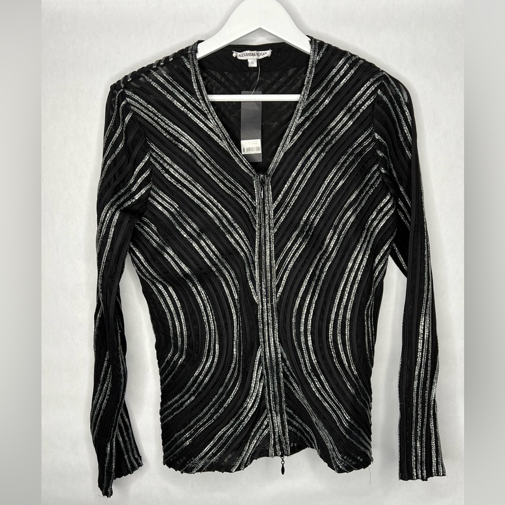 Alexandra Rosati Women's Pleather Piping & Mesh 2 Way Zipper Jacket Size 10